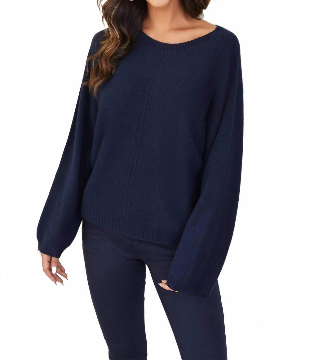 NEW MILIO MILANO boatneck long sleeve sweater in navy blue